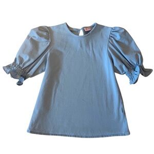 La Coqueta Girls (9Y) Light Blue Blouse Puff Sleeves~ Made in Spain